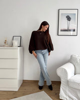 Ballon Strickpullover Braun