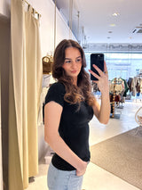 Ribbed Kurzarm Shirt Schwarz