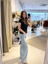 Ribbed Kurzarm Shirt Schwarz