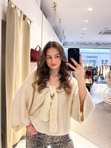 Strickpullover mit Schleife Beige