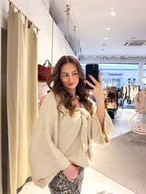 Strickpullover mit Schleife Beige