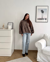 Strickpullover mit kleinen Herzen Hellbraun/Braun