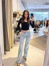 Cropped Rib Longsleeve Schwarz