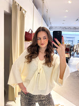 Strickpullover mit Schleife Creme