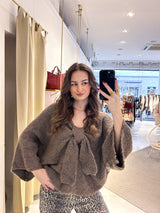 Strickpullover mit Schleife Braun