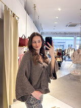 Strickpullover mit Schleife Braun