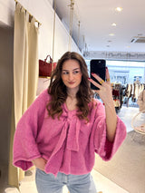 Strickpullover mit Schleife Pink