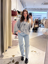 Strickpullover mit Schleife Hellgrau