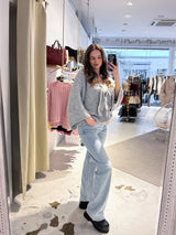 Strickpullover mit Schleife Hellgrau