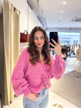 Strickpullover mit Knoten Pink