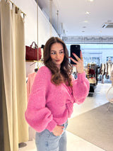 Strickpullover mit Knoten Pink