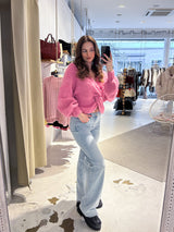 Strickpullover mit Knoten Pink