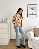 Kunstlederjacke mit hohem Kragen Beige