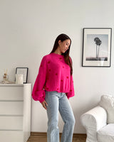 Strickpullover mit kleinen Herzen Pink/Rot