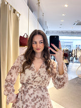 Kleid mit Blumenmuster Taupe