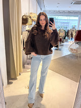 Kurzer Oversized Strickpullover Braun
