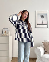 Longsleeve mit Streifen Navy/Weiß