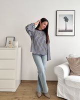 Longsleeve mit Streifen Navy/Weiß