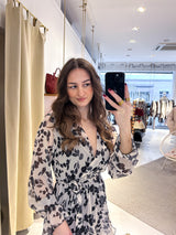 Kleid mit Blumenmuster Schwarz