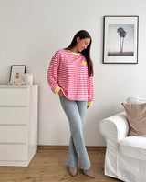Longsleeve Patch mit Streifen Pink/Gelb