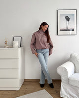 Jacke mit hohem Kragen kariert Braun