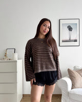 Strickpullover gestreift Braun/Hellbraun