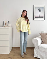 Longsleeve Moment mit Streifen Gelb/Pink