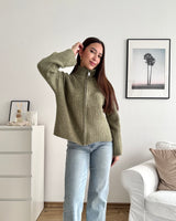 Strickjacke mit Zipper Olive