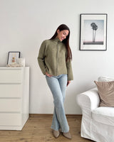 Strickjacke mit Zipper Olive