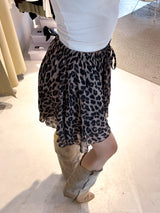 Rüschen Skort mit Leomuster Beige