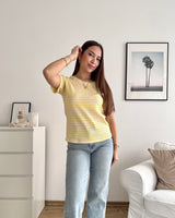 T-Shirt gestreift Strick Gelb