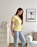 T-Shirt gestreift Strick Gelb