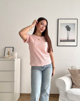 T-Shirt gestreift Strick Rosa