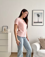 T-Shirt gestreift Strick Rosa