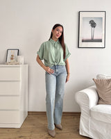 Cropped Bluse mit Knoten Mint