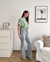 Cropped Bluse mit Knoten Mint