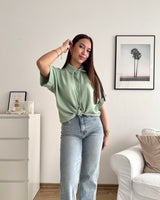 Cropped Bluse mit Knoten Mint