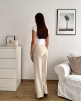 Anzugshose mit Bundfalten Beige