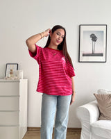 T-Shirt Creative my Services mit Streifen Rot/Pink
