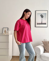 T-Shirt Creative my Services mit Streifen Rot/Pink