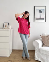 T-Shirt Creative my Services mit Streifen Rot/Pink