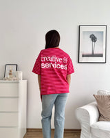 T-Shirt Creative my Services mit Streifen Rot/Pink