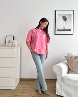 T-Shirt Creative my Services mit Streifen Rosa/Pink