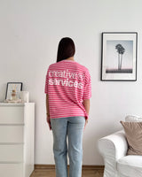 T-Shirt Creative my Services mit Streifen Rosa/Pink