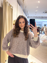 Strickpullover fein gestreift Beige