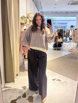 Strickpullover fein gestreift Beige