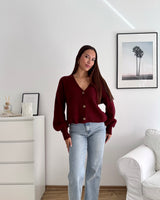 Strickjacke Weinrot