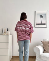 T-Shirt Creative my Services mit Streifen Rosa/Weinrot