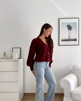 Strickjacke Weinrot
