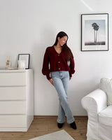 Strickjacke Weinrot